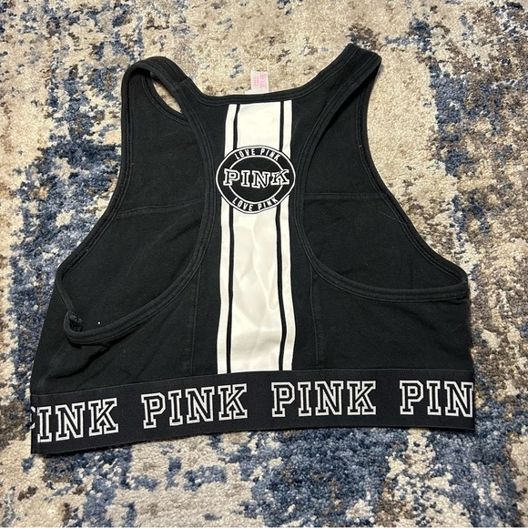 PINK Victorias Secret Black & White Logo Print Sports Bra & Leggings Set Size S - Picture 3 of 16